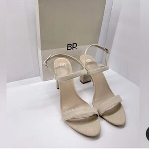 BP Women's Beige Block Heel Sandals
